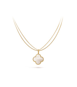 Magic Alhambra long necklace, 1 motif High Quality Model 18K yellow gold, Mother of Pearl stone