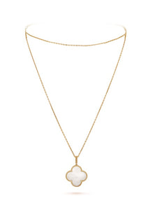 Magic Alhambra long necklace, 1 motif High Quality Model 18K yellow gold, Mother of Pearl stone