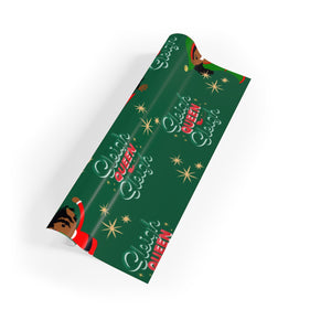 Black Girl Wrapping Paper – DIY Christmas Wrap | Merry Christmas Digital Download | Instant Download Holiday Gift Wrap Featuring Black Santa