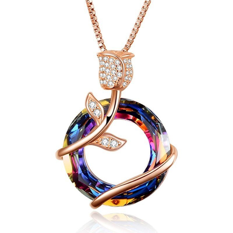 Diamond Studded rose-gold aurora necklace